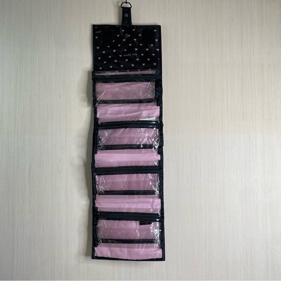Mary Kay Handbags - Mary Kay Travel Roll Up Hanging Organizer Black/Pink Hearts NEW